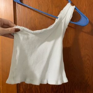White Urban Outfitters One Shoulder Crop Top